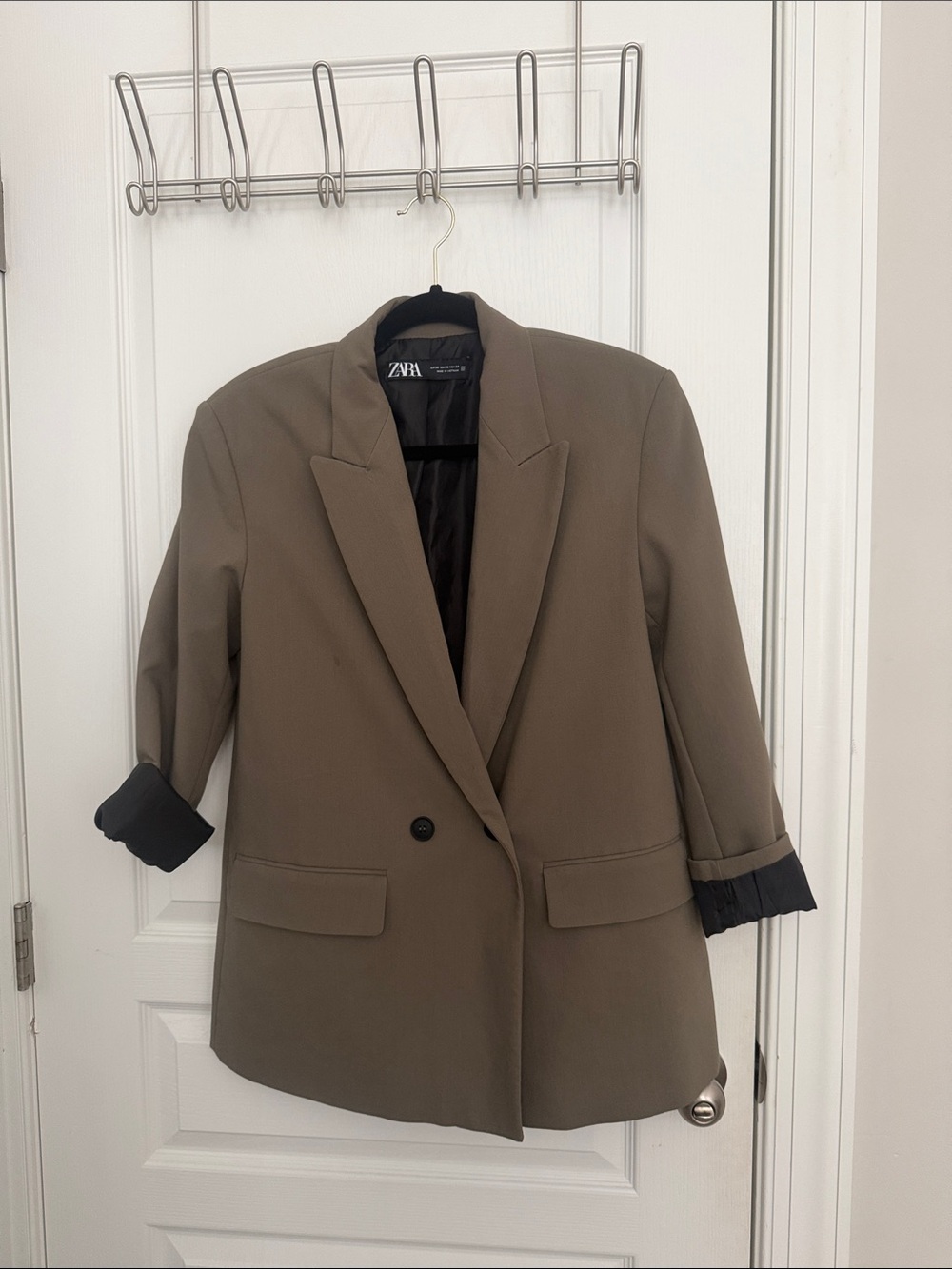 Zara Taupe Single-Button Blazer